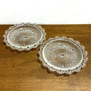 Vintage Masserini Barocco Bubble Lace Dessert Plates Italian Glass 1970’s